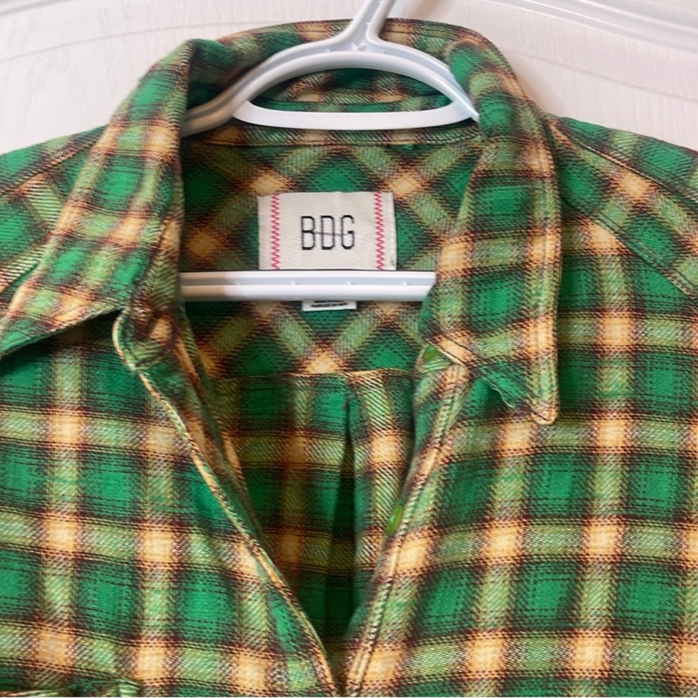 BDG / Urban Outfitters Brixton Distressed Flannel Shirt Green Size Small - Picture 7 of 12